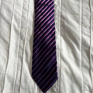 BCBG Attitude Tie Black Blue Purple Stripe Silk
